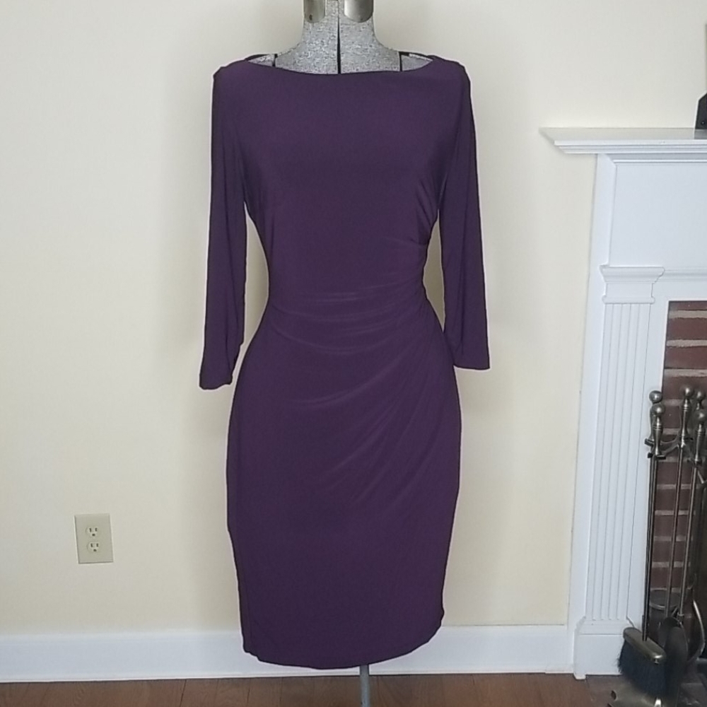 Ralph Lauren Stretch 3/4 sleeve ruched dress - 8